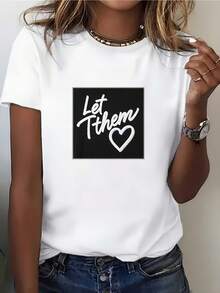Camiseta con estampado de corazones |   Camiseta Suave para el Día de San Valentín |   El regalo perfecto para ella |   Familiares y amigos |   Camiseta moderna de manga corta con cuello redondo |   Estilo cómodo y casual, adecuado para el uso diario. - Blanco - Ver 7