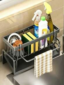 Multifunctional Sink Dish Drying Rack, Stainless Steel Cutlery Holder With Drain Basket, Suitable For Small Kitchen Space - Multicolor - View 2