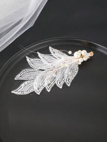 2pcs Handmade Braided Faux Pearl Hair Clips, Elegant Bridal Wedding Accessories,Hair Barrettes,Hair Claws - White - View 7