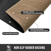 HIYARD - Tapete resistente para puerta delantera absorbente y resistente a la suciedad resistente a las manchas y a la decoloración antideslizante de perfil bajo para entrada 29 x 17 color beige   3689587 - Beis - Ver 5
