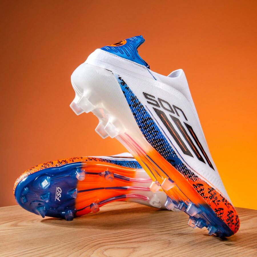 Lightweight FG Soccer Cleats For Men, Women & Youth, Breathable Outdoor Soccer Shoes For Training & Matches - White Orange - FG - View 1