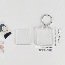 5 móc khóa khung ảnh trống, móc khóa acrylic trong suốt có thể lồng ảnh, móc khóa tháo rời tự làm, quà tặng kỷ niệm cho các cặp đôi. - B - Xem 18