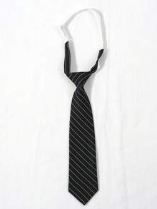 1 pieza Corbata de estilo universitario para hombre, corbata corta de moda minimalista a rayas, corbata preanudada sin nudo - Multicolor - Ver 3