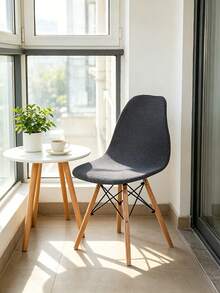1pc Solid Color Chenille Eames Chair Cover, High Elasticity Thickened Dust-Proof And Waterproof, Suitable For All Seasons Living Room Kitchen Home Decor Curved Shell Chair Slipcover - Dark Grey - View 7