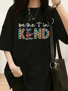 1 Piece Al-Hadar Women's T-Shirt - Cultural T-Shirt In Arabic, Soft Cotton, Loose Fit, Short Sleeve, Round Neck, Casual, 180g, 100% Cotton - 黑色 7 - 查看 11