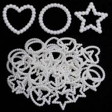 30pcs/Pack ABS Faux Pearl Hollow Ring Loose Beads, Heart Star Round Phone Case Decoration Nail Art Beads, Suitable For Beaded Pen Earrings Bracelet Necklace Phone Chain DIY 3D Floral Garland Beads - White - View 4