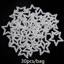 30pcs/Pack ABS Faux Pearl Hollow Ring Loose Beads, Heart Star Round Phone Case Decoration Nail Art Beads, Suitable For Beaded Pen Earrings Bracelet Necklace Phone Chain DIY 3D Floral Garland Beads - White - View 11