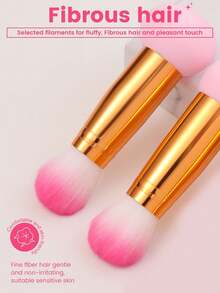 Set de 3 piezas de herramientas de maquillaje profesionales de doble extremo. El diseño de doble extremo es multifuncional, adecuado para la aplicación de base/corrector/polvo. Esencial de belleza práctico para viajar, un set de regalo perfecto para artistas de maquillaje y principiantes. - Rosa - Ver 2