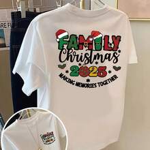 Short-Sleeved T-Shirt With Front And Back Print - Family Christmas Print,  Christmas Print - Women's T-Shirt With Spring/Summer Fashion Print, Fashion Item, Short-Sleeved T-Shirt. - 白色 - 查看 6