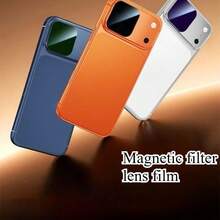 1 pieza Protector de lente de cámara con textura de metal mate, película de lente integrada AR+AF anti-reflejo, HD anti-deslumbramiento, a prueba de golpes y polvo, sin pérdida de calidad de imagen, compatible con iPhone 17 Pro/17 Pro Max, filtro de teléfono, protector de lente magnético ARAF - Película para lentes magnéticas - Ver 2