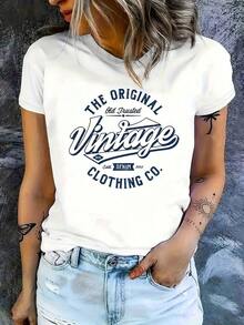 Women's T-Shirt, European And American Women's Clothing 2024, Casual Short Sleeve Round Neck T-Shirt, Basic Short Sleeve T-Shirt - 白色 - 查看 6
