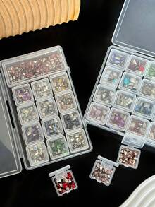14PCS/17PCS/29PCS Large Capacity Detachable Storage Box, Portable Makeup Organizer Box For Nail Accessories, Rhinestones, Jewelry Parts And Decorations - Clear - View 6