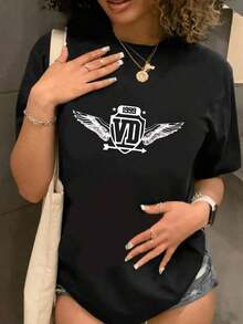Women's Pure Cotton Casual T-Shirt DUTCH, Ideal For Easter And St. Patrick's Day, With A Simple And Cute Graphic Print, Round Neck, Short Sleeves, Summer Urban Style, And A Surprise Gift For Family And Friends. - 黑色 1 - 查看 7