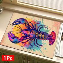 1pc Lobster Pattern Printed Absorbent Dish Drying Mat, Espresso Machine Countertop Absorbent Mat, Sink Drain Mat, Soft Faucet Absorbent Mat, Sink Cup Mat, Kitchen & Bathroom Accessories - Multicolor - View 16