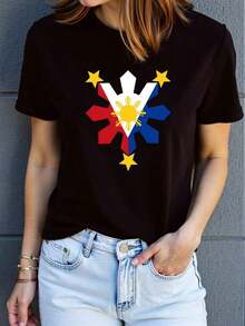 Camiseta Casual de Verano para MujerInformaldeVeranoparaMujerconGráficodelaBanderadeFilipinas-MezcladePoliésterSuaveyTranspirable,CamisetaInformaldeSecadoRápidoconDiseñodeSolyEstrellas,LavableaMáquinaparaUsoDiarioyInformalalAireLibre,CómodaparaUsoDiario |     Diseño Inspirado en Banderas |     Tela transpirable de material suave - Blanco - Ver 8