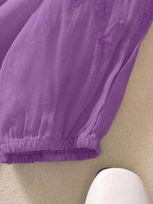 Blusa ligera y holgada de viscosa con bordado retro para mujer, para primavera y verano, casual, estilo campestre, tops de verano - Morado 2 - Ver 6
