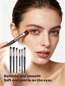 MAANGE Set de 6 piezas de brochas profesionales para cejas, herramientas de maquillaje, material de fibra suave, adecuado para brochas de sombra de ojos, delineador de ojos, cepillo de cejas, portátil y fácil de viajar, gran regalo para mujeres y niñas - Multicolor - Ver 4