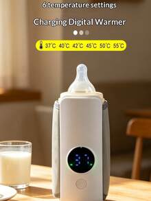 ICEWLESS Wireless Portable Baby Bottle Warmer, 5-Level Temperature Adjustment Display, 2000mAh, Suitable For Bottles With Diameter 7.2cm/2.83in Or Smaller, Suitable For Outdoor/Home Use - LCD Display, Rechargeable Constant Temperature Tool - Multicolor - View 9