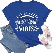 NewSummerCasualBlusas playera para el día de campo para mujeres, maestras, estudiantes, día de campo, camisetas de sol para niños y niñas-Vintage Street Style Unisex Loose Cotton Short Sleeve Crew Neck T-Shirt regalos para maestros,maestra playeras de mujer Ropa deportiva estilo Y2K, cuello redondo, 100% algodón, tejido suave, manga corta. Camiseta unisex de algodón holgada de manga corta y cuello redondo estilo vintage urbano - Azul - Ver 6