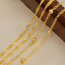 Cadena de Cintura Dorada Minimalista de Moda, Conjunto de Piezas, Accesorio de Cintura Larga Estilo Frí- Para Uso Diario de Mujeres, Vacaciones en la Playa, Fiesta en la Piscina, Salida - Sku10386 - Ver 2