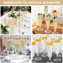 Bộ 10/20/25/30/50/100 chiếc ly champagne tái sử dụng chất lượng cao, phù hợp cho mọi loại tiệc như tiệc tùng, đám cưới, sinh nhật, ngày lễ Tình nhân, ngày của Mẹ, v.v. (Ly champagne, ly tiệc, ly sinh nhật) - Xem 9