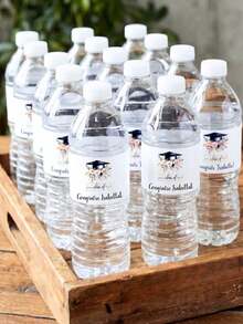 1/10/20/30pcs Premium Custom Class Of 2026 Graduation Water Bottle Labels, Thick Durable High-Grade Waterproof Vinyl Personalized Name Grad Cap & Floral Design Stickers, Fade-Resistant Easy Peel & Stick Party Decor, Perfect For Graduation Party, Commencement, Open House, Birthday & Holiday Celebration Supplies (Bottle NOT Included) - Multicolor - View 5
