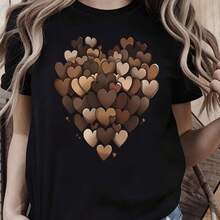 Printed T-Shirt For Men And Women - 黑色 - 查看 1