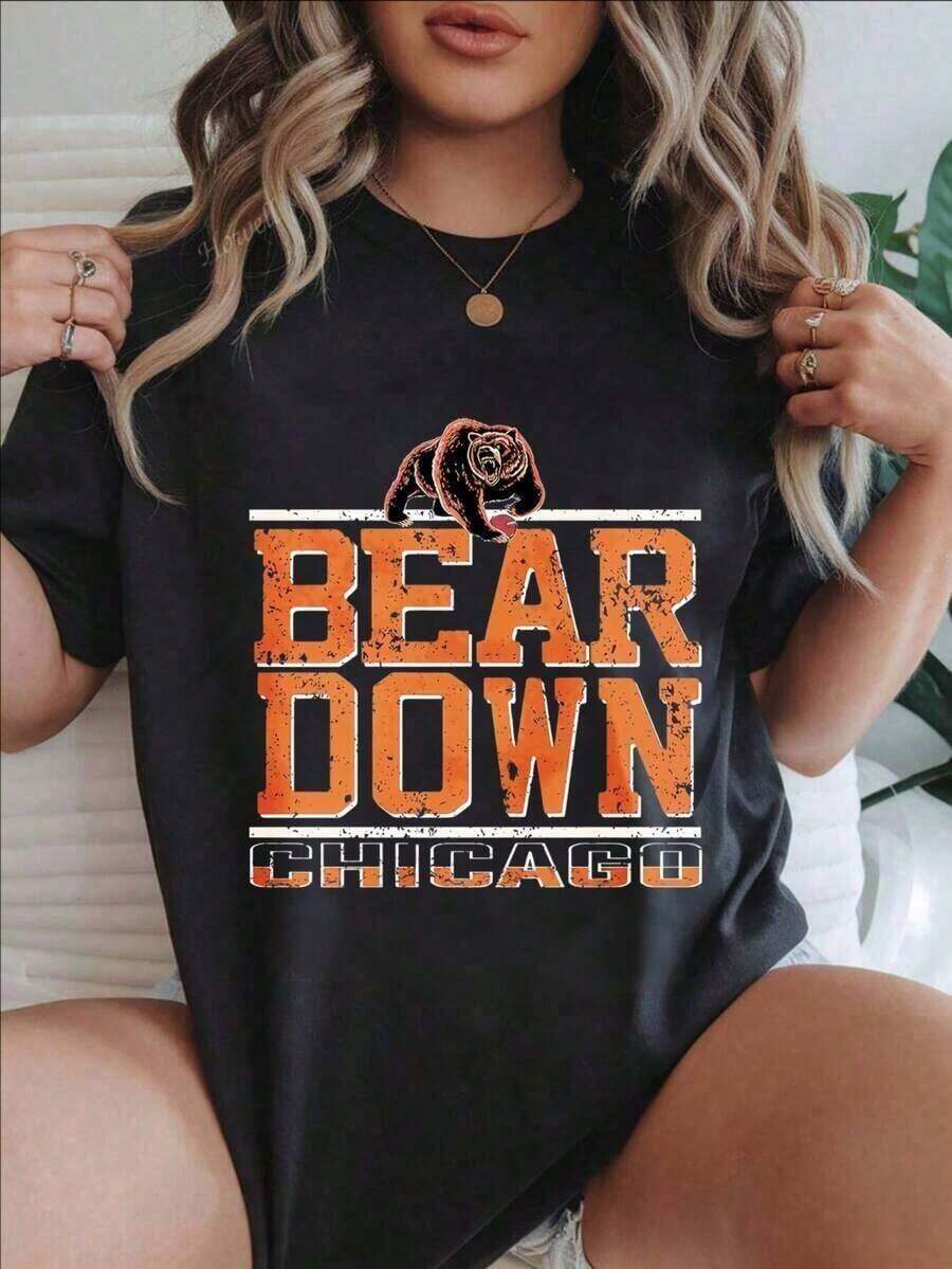 Premium Unisex Casual T-Shirts With Chicago Bear Print, Modern Casual T-Shirt For Women, Suitable For All Seasons
Unisex Black Cotton T-Shirt, Loose Fit, Comfortable, Urban Vintage Style. - 黑色 - 查看 1