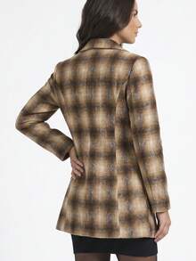 Aletheia - Women's Elegant Long Plaid Coat, Winter Overcoat, Warm, Lined, Made Of Felted Wool, Perfect For June Festivals - 鏽棕色 - 查看 6