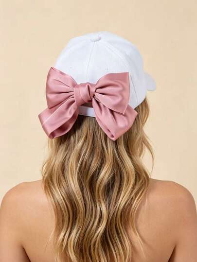 1pc Casual Sweet Loose Bow Decor Baseball Cap - Elegant Satin Bow Design, Sun Visor Trucker Hat For Y2K Outdoor Travel And Casual Outfits For Women