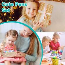 28PCS Fun Pens For Multicolor Ballpoint Pen 4 Colors In One, Mini Cute Stationery Cartoon Animal 0.7mm Retractable Writing Pens For Party Favors School Supplies Students Rewards - Nhiều màu - Xem 7