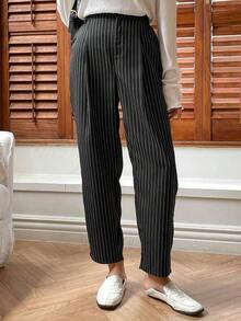 Pantalones rectos casuales de negocios para mujeres - Negro - Ver 4