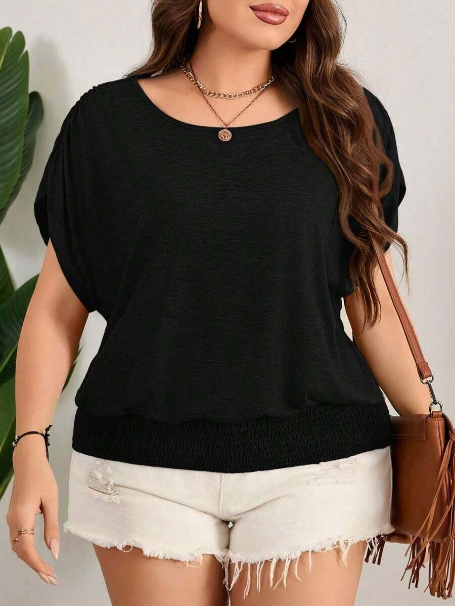 Camiseta de Pascua colorida talla grande, camiseta casual de cuello redondo holgada con cintura, vacaciones, ropa casual de verano para mujeres talla grande, Día de San Valentín, Día de San Valentín talla grande, festival de verano para mujeres - Negro - Ver 1