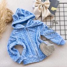 Children's Hooded Jacket With Ears - Cold Weather Fashion Blogger Autumn Winter - Azul - Ver 2