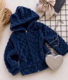 Children's Hooded Jacket With Ears - Cold Weather Fashion Blogger Autumn Winter - Azul Marino - Ver 1