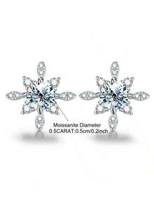 ConiiW 1 Đôi bông tai bạc 925 đính đá Moissanite 0.5 carat, kiểu dáng unisex, quà tặng ngày Valentine - Bạc - Xem 9