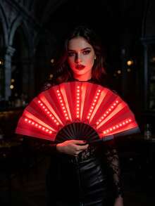 Multi-Color Foldable LED Light Up Short Fan Glowing Handheld Fan Sweet Fairy Cyberpunk Street Style Decor Accessory For Wedding After Party Music Festival Carnival Halloween Stage Tap Belly Traditional Dance Performance & Photo Shooting - View 18