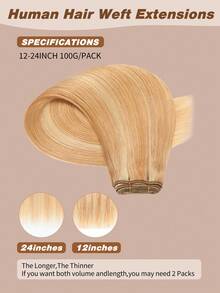 Yilite 22 Inch Sew In Hand Tied Weft Hair Extensions Weft Extensions Human Hair Remy Human Hair Brown Color Invisible Weave For Women - S27/613 - View 5