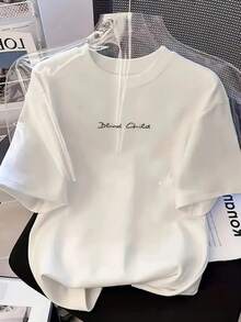 1 Women's Pure Cotton T-Shirt With Letter And Anime Print, Simple Design, Comfortable And Breathable, Suitable For Daily Casual Wear, Showing A Natural And Elegant Style, Must-Have For Summer Parties, Local Shipping, 180g 100% Cotton. - 白色 - 查看 6