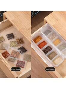 1PC Five-Compartment Seasoning Box, Refrigerator Storage Container, Spice Dispenser, Kitchen Household Storage Box For Star Anise, Cinnamon, Dried Chili Peppers, With Flip-Top Lid And Sealing Compartments - Clear - View 6