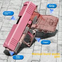 Pistola de agua Manual, pistola de agua de gran capacidad, juguete para playa al aire libre, juguetes de piscina de disparo continuo - Rosa - Ver 3