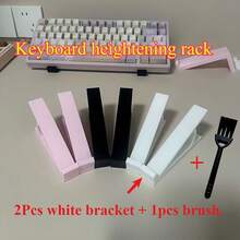 3pcs Ergonomic Keyboard Riser Stand Inclined Stand With Cleaning Brush, Anti-Slip Universal Stand, Multi-Color Optional, Convenient For Typing, Suitable For Long Computer Office, Home Office Supplies, PC Gaming Accessories Additions, Improve Typing - A - View 2