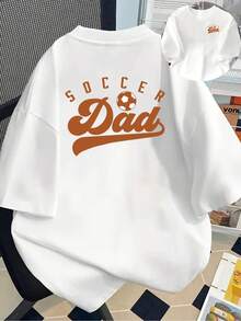 New 180g Short-Sleeved T-Shirt, 1% Cotton, With Front And Back Prints - Dad, Socr Dad - Fashionable Printed T-Shirt For Women, Short-Sleeved, Suitable For All Seasons, Modern Clothing - Can Be Worn As A Base Layer In Spring And Autumn Or Alone In Summer, Unisex. - 白色 - 查看 7