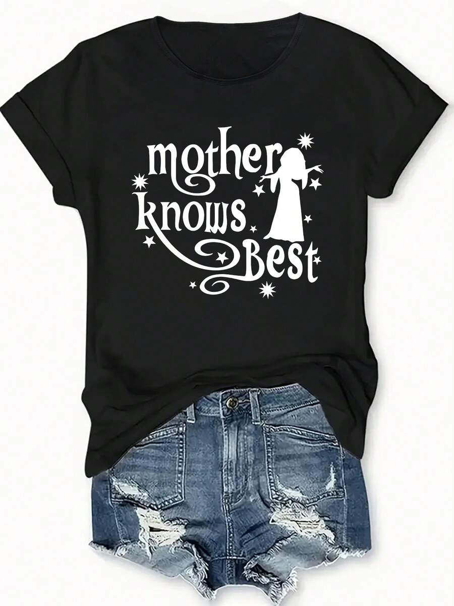 Casual T-Shirt For Mother's Day. Mothers Know How To Appreciate Breathable, Soft, And Stylish Short-Sleeved T-Shirts That Are Cute And Sophisticated For Casual Wear At Home. 100% Durable Cotton. - 黑色 - 查看 1
