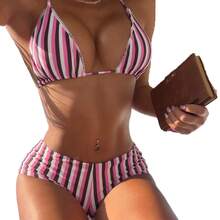 New Two-Piece Bikini With Decorative Stripes For Beach Photoshoots 2026 - Flower - View 6