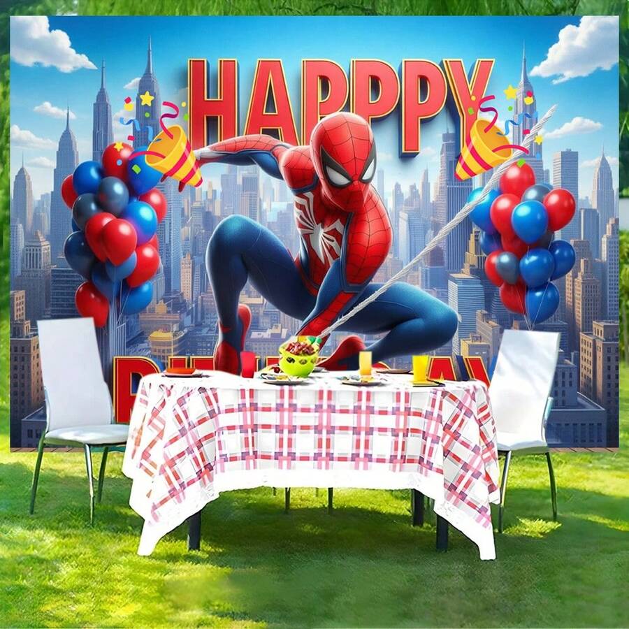 1 tapiz M-arvel S araña-Man, linda decoración de pared estilo ciudad de dibujos animados en 3D, arte colgante de cielo azul brillante y nubes, perfecto para dormitorio, sala de estar, residencia estudiantil, apartamento, estudio, fondo para fiestas, decoración de habitaciones con temática de cómics y superhéroes, agrega un ambiente heroico y caprichoso a cualquier espacio habitable, ideal para sesiones de fotos y espacios de fans. - Multicolor - Ver 1
