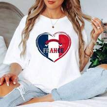 Women's Summer Outfits, Gifts For Mothers, Personalized T-Shirt For The 2026 World Cup, Comfortable T-Shirt For USA, Canada, And Mexico Match Day, Blue Tops, Women's Summer Clothes - 白色 6 - 查看 1