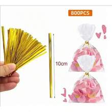 800pcs 10cm Metallic Twist Wire Food Bag Closure (Gold) - 1 - View 2