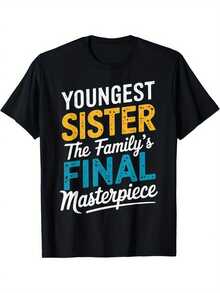Camiseta Deportiva Casual para Mujer de Manga Corta Negra con Diseño de Texto Colorido - Camiseta Elástica y de Cuello Redondo, Lavable aáquina, Ajuste Cómodo para Todas las Estaciones, Perfecta para Uso Diario y Actividades Informales. - Negro - Ver 1