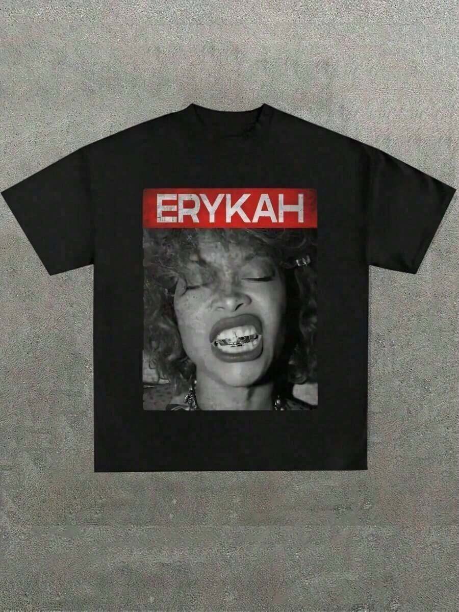 Break The System The Miseducation Of Lauryn Hill Plus Size Graphic T-Shirt, Apricot Color, Women's Summer Casual Printed T-Shirt, Ideal For Beach And Vacation, Crew Neck Loose Fit T-Shirt, 100% Cotton, Soft Fabric, Short Sleeve - 黑色 2 - 查看 1